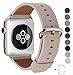 JSGJMY Compatible with Apple Watch Band Women Men Genuine Leather Replacement Strap for iWatch Series 5 4 3 2 1 Sport Edition (Light tan, 42mm 44mm M/L)
