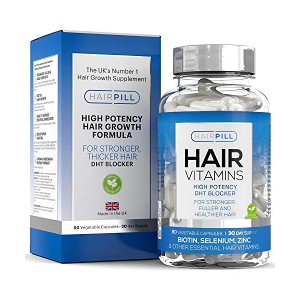 Hair-Pill-UKs-number-1-Hair-Loss-Solution-Natural-DHT-Blocker-Biotin-Hair-Regrowth-High-Potency-5000-mcg-Hair-Volume-Hair-Growth-Vitamins-For-Men-Hair-Growth-Hair-Loss-Treatment-for-Man Mens HairPill Biotin Hair Growth Supplement - Hair Loss Vitamin Blend with Natural DHT Blockers Including Saw Palmetto…