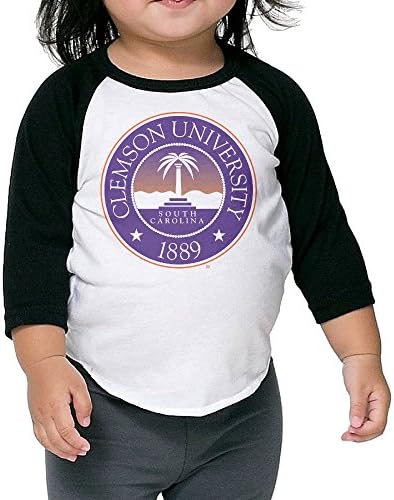 MAYOYIAII Clemson University Seal Logo 3/4 Sleeve Raglan Baseball T Shirts For Kids Black