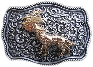 Rideaway Western Small Floral Pattern Rodeo Belt Buckle (Howling Wolf)