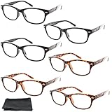 Fiore® 6 Pack Spring Hinges Wayfarer Reading Glasses (6 Pack Clear, 1.50)