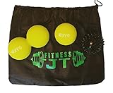 Massage Lacrosse Ball Set by JT Fitness, Peanut Ball + 1 Double Lacrosse Ball + 1 Spiky Ball for Myofascial Release and Trigger Point Therapy, with Free Carrying Bag