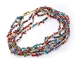 Gold Plated Mosaic Italian Murano Glass Bead Triple Strand Wrap Around Toggle Necklace 30