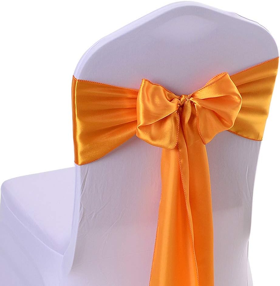 KELUINA 10 PCS Satin Sash Chair Bow Cover Wedding Banquet Party Decoration Chair Cover Sash