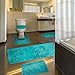 Effiliv Bathroom Rug Set 5 Piece - Memory Foam Bathroom Mat Set, Soft and Comfortable, Non-Slip Thick Absorbent Bath Mats, Machine Washable, Teal