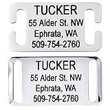 GoTags Slide-On Pet ID Tags, Personalized Dog and Cat Tags, Silent, No Noise Collar Tags Made of Stainless Steel, Custom Engraved, (Open for Snap Closure Collars)