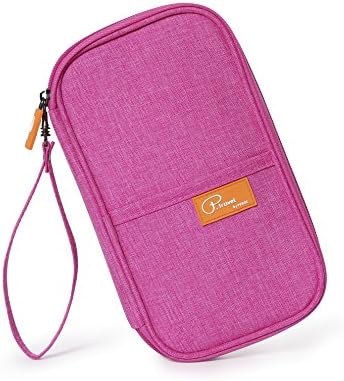Travel Wallet Family Passport Holder Waterproof Multiple Document Organizer (Rose red)