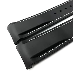 GC GUAN CHAO Curved End Rubber Watchband Fit for
