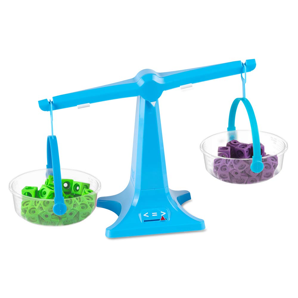 hand2mind Blue Nestable Pan Balance, Clear Double Balance Scale for Kids, Weight Scale for Liquids and Solids, Easy to Assemble, Space Saving Storage Base, Balance Scale for Classroom (Set of 1)