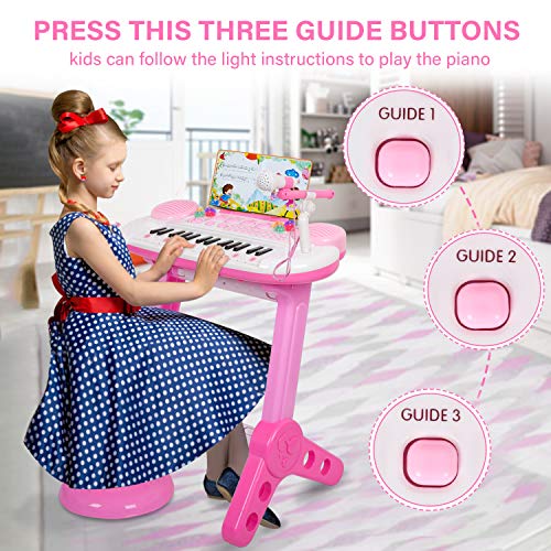 TWFRIC Toy Piano Keyboard for Kids with Microphone, 31-Key Electronic Musical Instrument Piano Toy Keyboard with Music Stand and Stool for Kids Birthday Christmas Day Gifts - Thumbnail 4