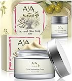 Facial Moisturizer & Natural Soap Kit - Premium Vegan Day Cream 1.7 oz + Rose Wrinkle Face Cleanser 3.4 oz - Shea, Jojoba, Olive, Avocado and Almond Oils Blend Care Set
