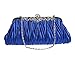 PULAMA Clutch Purse for Women, Pleated Satin Bridal Clutch Crossbody Evening Bag for Wedding & Prom Party, Royal Blue