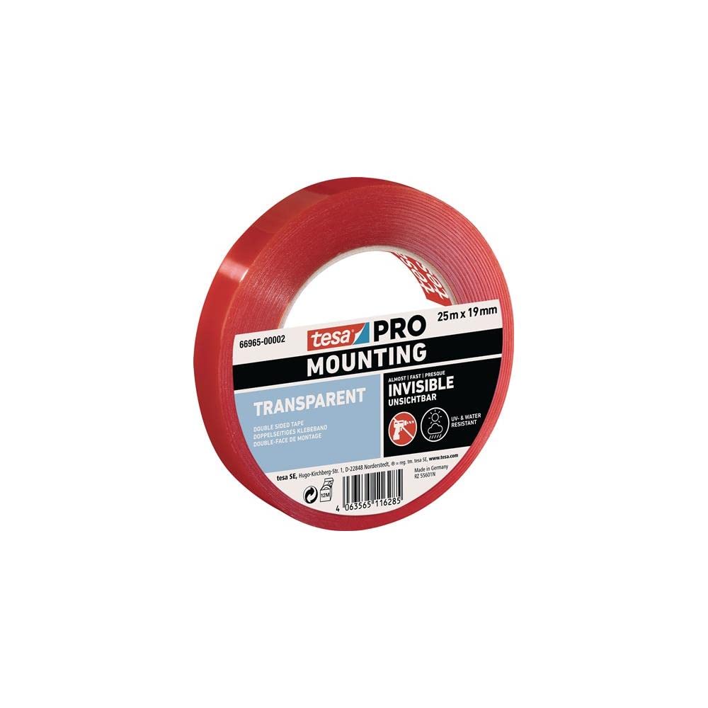 Tesa Mounting PRO Transparent 66965-00002-00 Mounting Tape (L x W) 25 m x 19 mm 1 Piece