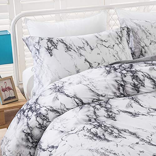 Marble Comforter Set Queen White Gray Marble Printed Bedding Solid