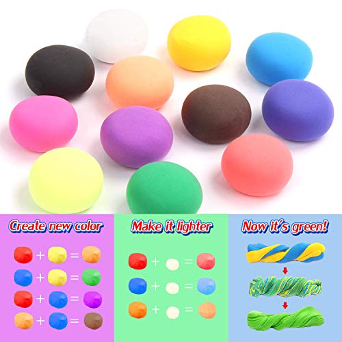 FENFEN 24 Colors Air Dry Modeling Clay Ultra-Light Plasticine Clay Dough Kits Toy with Tools for Kids,Teens,Creative Art DIY Crafts - Thumbnail 3