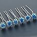 40pcs Bridal Wedding Crystall Hair Pins Blue Rose Hair Pin Bridal Prom Clips with 2 Storage Bags Rose U-shaped Design Collection Crystal Hair Pins Clips (Blue)