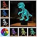FULLOSUN Dinosaur 3D Night Light, Jurassic Gifts Bedside Lamp for Xmas Holiday Birthday Gifts for Kids Dinosaur Fan with Remote Control 16 Colors Changing + 4 Changing Mode + Dim Function
