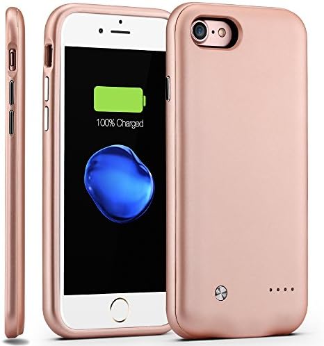 iPhone 7 Battery Case,3000mAh Ultra Slim Portable Charger for iPhone 7 (4.7 in), with lightning port Charging Case Extended Battery Pack Power Cases Juice Bank Cover (Rose Gold)
