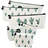 August Dream Canvas Student Pencil Case Box Pen Pouch Coin Purse Pouches Cosmetic Makeup Bag Cactus Pastoral Bandage Set of 6