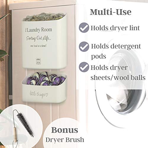 LAUNDRY BINS FOR DRYER SHEETS POD DISPENSER & LINT STORAGE