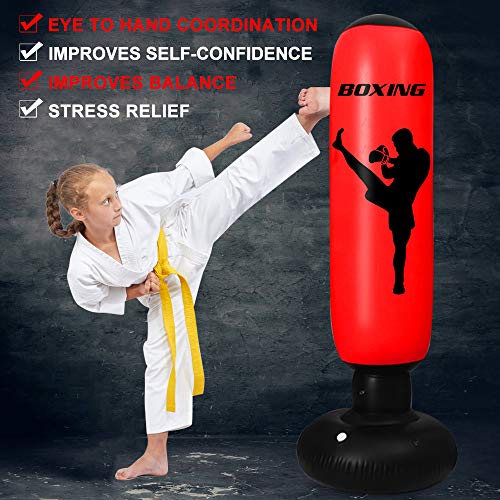 Inflatable Punching Bag for Kids and Adults, 63Inch Punching Bag