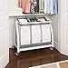 Seville Classics Laundry Hamper Sorter Cart Mobile Premium 3-Bag Heavy-Duty Tilt, White