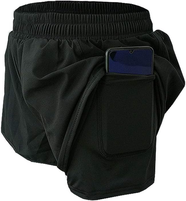 Women 2 in 1 Running Sports Shorts Workout Yoga Jogging Short with Pockets (Order ONE Size UP)