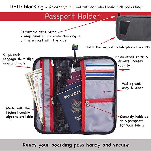 Travel Wallet Organizer For Family Fully Embedded RFID Blocking