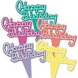 Oasis Supply 12 Count Vintage Happy Birthday Signs Pick Decorative Cake Topper, Neon