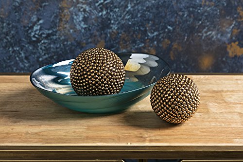 Imax 83101 Moody Swirl Glass Bowl With Glossy Finish In Ocean