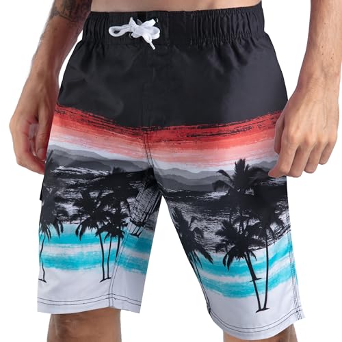 Kanu Surf Mens, Barracuda Swim Trunks (Regular & Extended Sizes), Seaside Black…