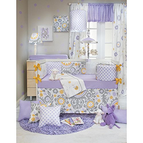 Sweet Potato Fiona Suzani Lamp Shade Only, White/Purple/Yellow, 9" x 12"