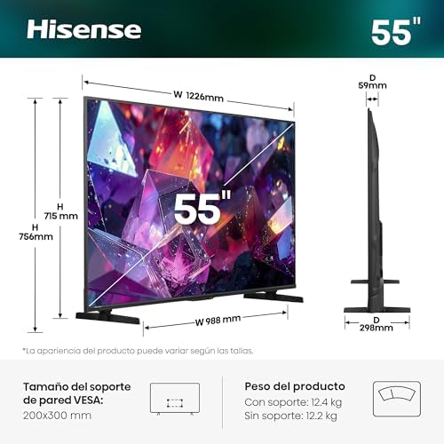 55E7S Pro - Smart TV Hi-QLED 55 polegadas, Modo de Jogo 144 Hz nativo, Cor Hi-QLED, Dolby Vison.Atmos, Imagens AI, Smooth Motion AI, AMD FreeSync Premium Pro, HDR10+Gaming