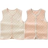 ThreeH Baby Boy Girls Lightweight Warm Cotton Waistcoat BR0601,Rhombus(Pack of 2)