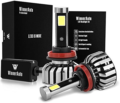 WinnerAuto LED Headlight Bulbs H11 H8 H9 COB Clips Conversion Kit, 72W 7,200LM 6K Cool White, Slim Size, Perfect Beam, 2 Yr Warranty