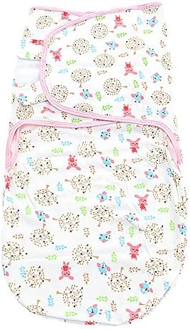 Runhe Baby Swaddle Wearable Blanket Sleeping Bag Newborn Infant Cotton Wrapped Set Towel Adjustable Sleepsack (Pink Rabbit Tree)