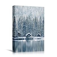 Canvas Wall Art Winter Trees Cool Dramatic Forest Multicolor Nature Photography Rustic - 12x18 inches