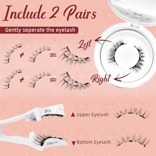 Higu Clace Magnetic Eyelashes With Applicator, Magnetic Eyelashes Without Eyeliner, Natural Look, Magnetic Eyelashes No Glue Needed (Kit-N6)