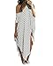 Kidsform Women Maxi Dress Striped Irregular Long Dresses Casual Loose Kaftan Round Neck Sundress B-Stripe XL