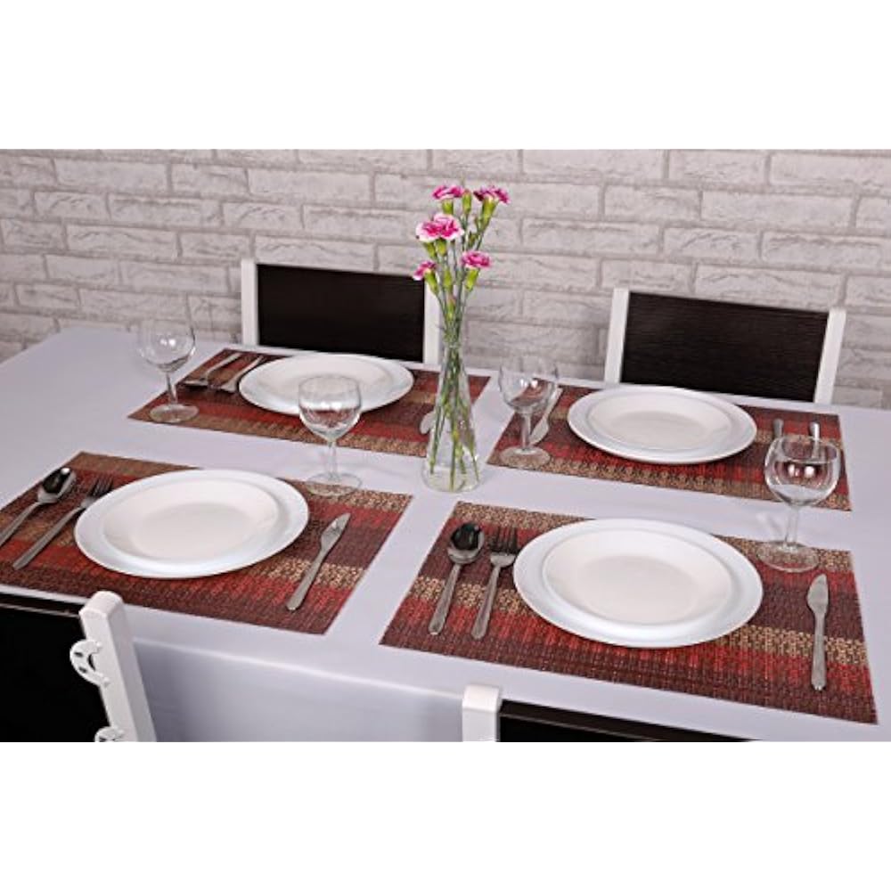 Place Mats Placemats Set Of 6,Red Vinyl For Dining Table,Home,Kitchen