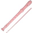 Soprano Recorder Descant Flauta Recorder 8 Hole ABS Clarinet German Style Treble flute C Key for Kids Children With Fingering Chart Instructions with Cleaning Rod Bag pink