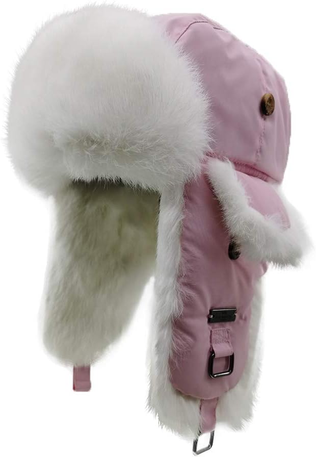 Taslon Rabbit Fur Aviator Outdoor Trapper Trooper Pilot Ski Hat Winter Windproof Unisex Earflap Cap for Man/Women