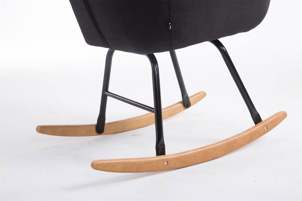 Poltrona A Dondolo BAKAJI In Tessuto Grigio - Struttura Legno, Piedi Metallo, Design Scandinavo, 90x70x95 Cm - Foto 9