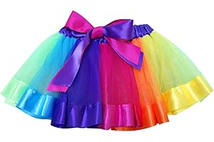 SENLIXIN Layered Skirt Girls' Mini Rainbow Tutu Skirt Bow Dance Dress Colorful Ruffle Tiered Tulle