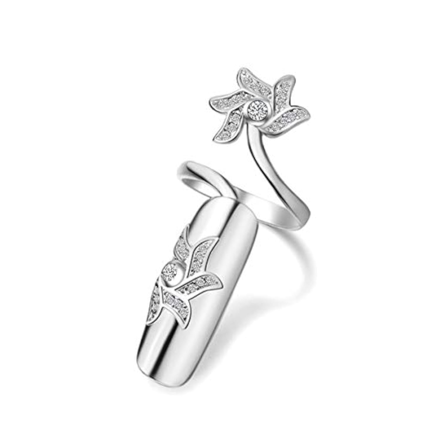 Uloveido Middle Finger Nail Decoration Fingernail Ring Finger Tip Ring Nail Art Charms Fashion Jewelry Accessories for Women SZ287-2 (white)