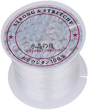 0.4mm Elastic Stretch Polyester Jewelry Bracelet Crystal String Cord 60m Roll (Clear White)