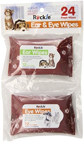 Pyara Paws Rockie Pet Ear and Eye Wipes, Set of 24