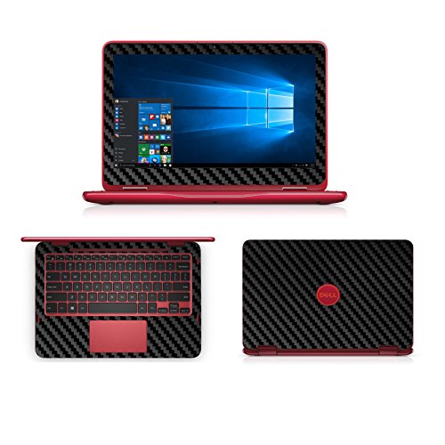 Black Carbon Fiber skin decal wrap skin Case for Dell inspiron 11 3000 series 3168 3169 11.6
