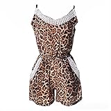 Froomer Womens Sleeveless Leopard Romper Straps Short Pants Jumpsuits XL