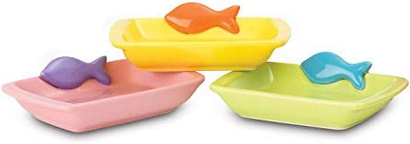 Petrageous Designs 70655 5-Inch 2.5-Ounce Teeny Fish Cat Bowl - Random Color - Lime/Aqua, Pink/Purple or Yellow/Orange